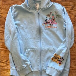 Disney Light Blue Kids Mickey & Minnie Zip Hoodie, size kid 8/9